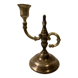 Mid-Century Brass Handle Candlestick Holder For Sale