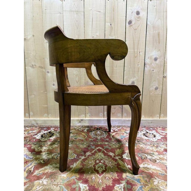 Louis Philippe Office Chair in Walnut and Caning For Sale - Image 6 of 8