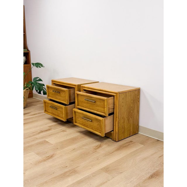 Lea Furniture Faux Bamboo Nightstand Pair Vintage Coastal Hollywood Regency For Sale - Image 11 of 12