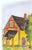 Mid-Century Swedish Folk Art Original Watercolor Painting of a Traditional Half-Timbered House For Sale - Image 4 of 7