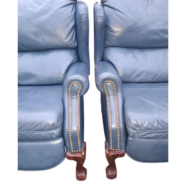 Cleveland Dean Experience the Comfort & Design With a Pair of the Cleveland Chair Ball & Claw Leather Recliners For Sale - Image 4 of 6