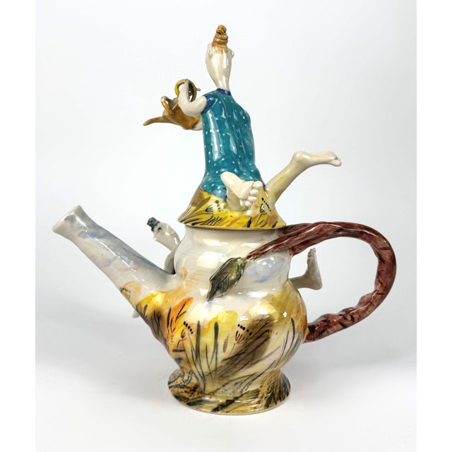1990s 1990s Signed Julia Kirillova Whimical Ceramic Teapot For Sale - Image 5 of 9