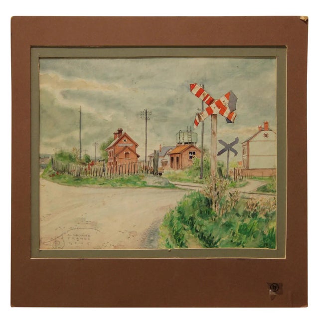 1940s "Sissonne France" Watercolor Naturalistic Landscape Painting For Sale In Houston - Image 6 of 6