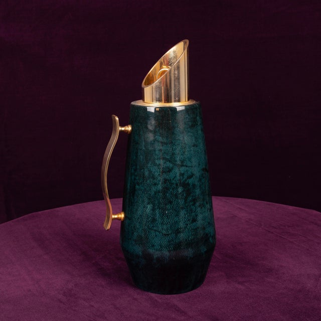 Blue Mod. 1278D Blue Goatskin Parchment Thermos by Aldo Tura, Italy, 1950 For Sale - Image 8 of 17