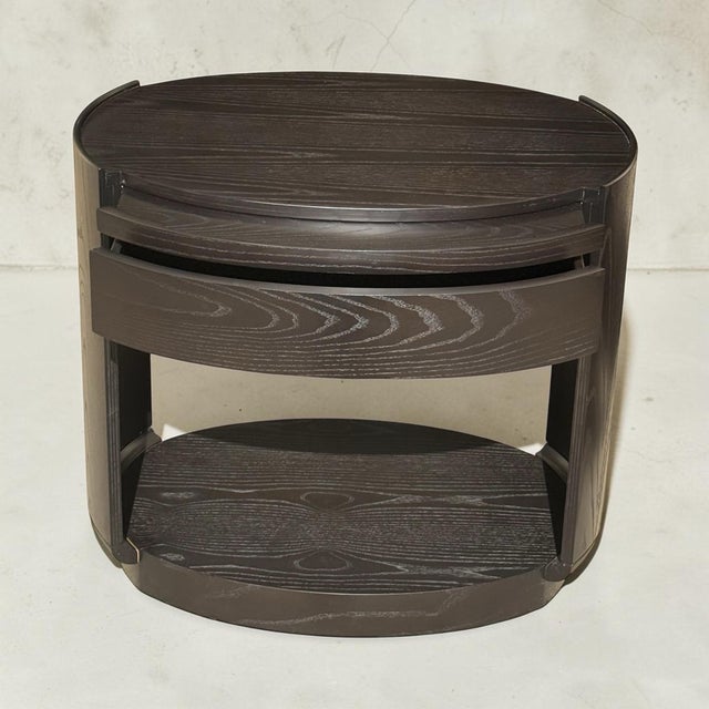 Wood Barbara Barry for McGuire Oval Bedside Tables- A Pair For Sale - Image 7 of 12