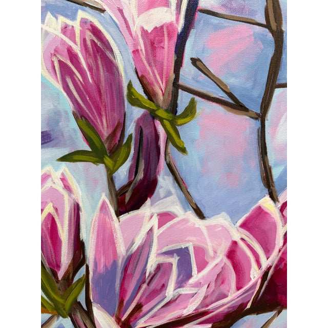 Contemporary Modern Abstract Floral Acrylic Painting on Canvas, Signed, Framed, Dated For Sale - Image 3 of 5