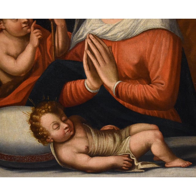 Circle of Giovanni Battista Ramenghi, Holy Family, 1620, Oil on Canvas, Framed For Sale - Image 14 of 18