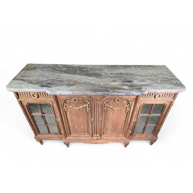 Large Oak Sideboard with Gilt Bronze and Marble, 1860 For Sale - Image 10 of 13