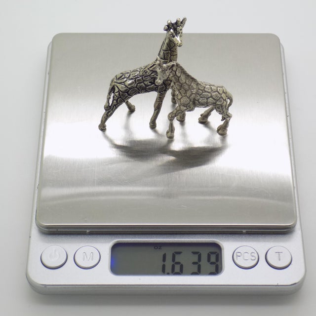 Silver 2 X Vintage Italian Handmade Genuine Silver Giraffes Figurine Miniatures, Made in Varese (Va), Italy For Sale - Image 8 of 9