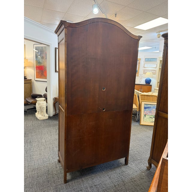French 1950s Pair of Kindel "Beauclair" French Louis XV Style Walnut Chifferobes With Silk Panels For Sale - Image 3 of 18
