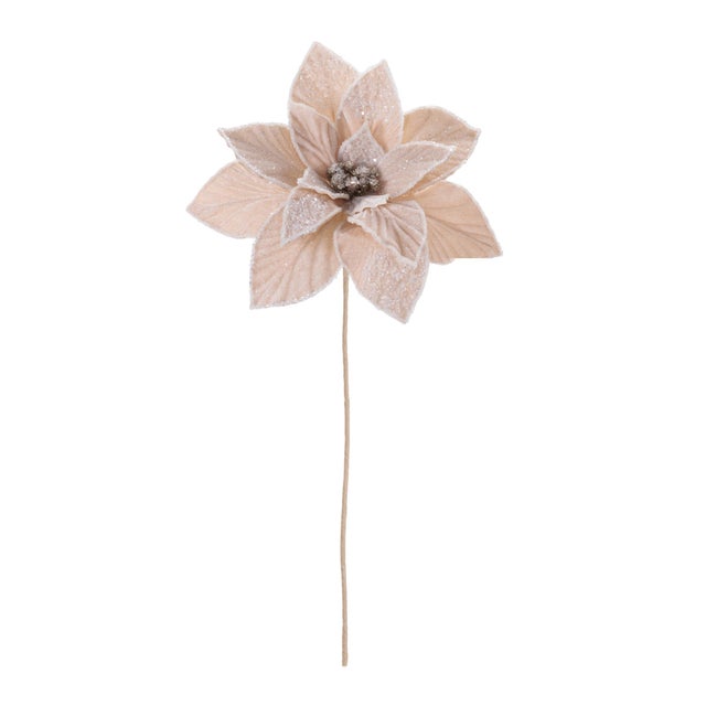 Bring timeless holiday beauty to your seasonal décor with this Elegant Frosted Poinsettia Stem set. Featuring layered...