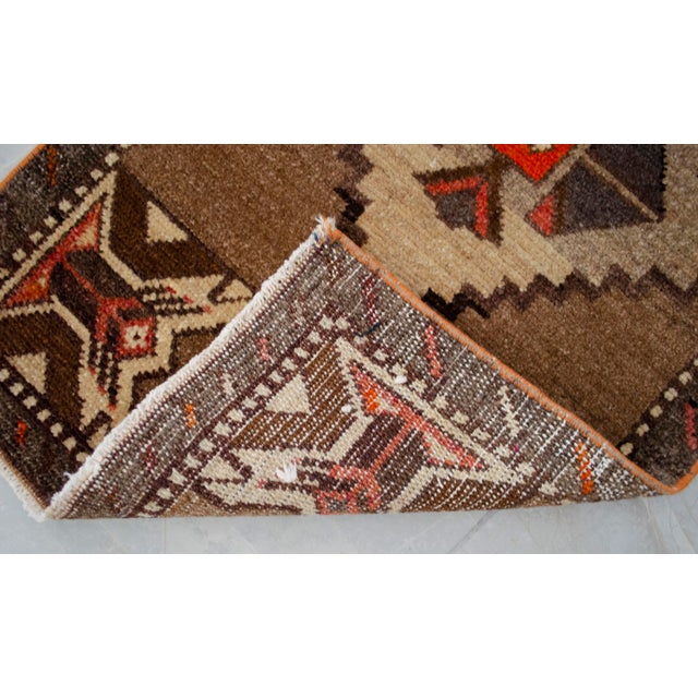 Brown 1970s Vintage Hand Knotted Small Rug For Sale - Image 8 of 11