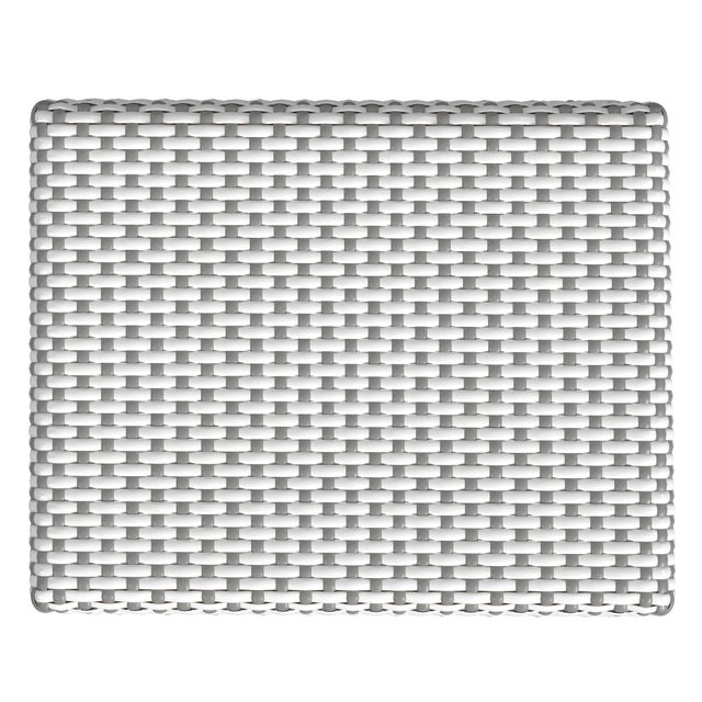 Robias 18 in. Seat Height Rectangular Rattan Low Dining Stool, Gray/White Dot / Natural Rattan Frame For Sale In Chicago - Image 6 of 7