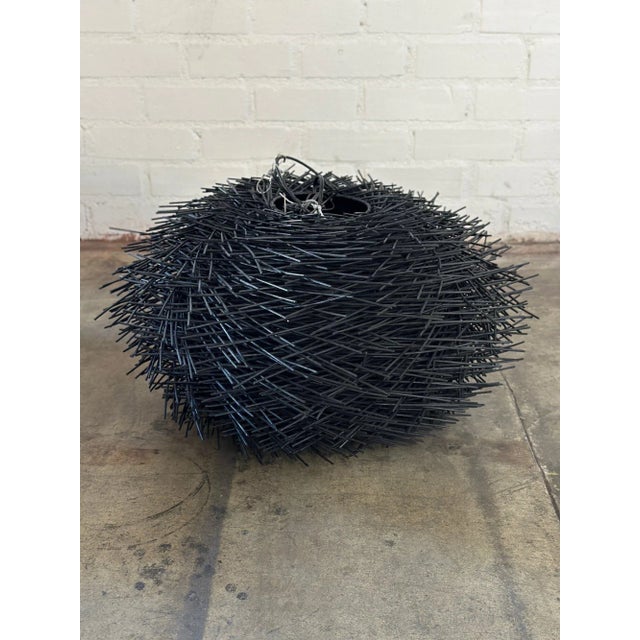 2010s Contemporary Black Rattan Pendant, Medium For Sale - Image 5 of 10