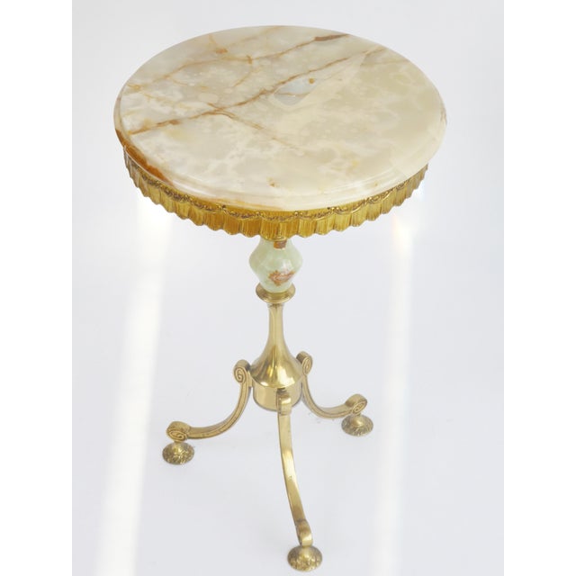 Vintage Marble Tripod Table with Brass Legs, 1960s For Sale - Image 3 of 8