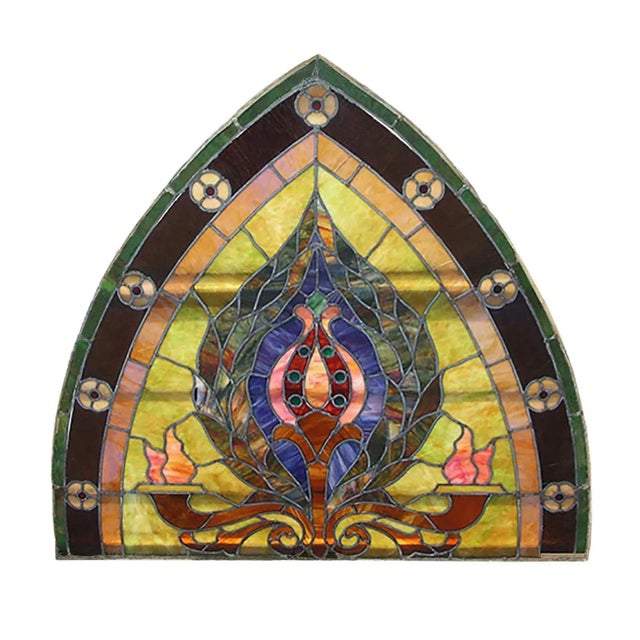 Beaux-Arts Antique Stained Glass Window - Beaux Arts Style For Sale - Image 3 of 3