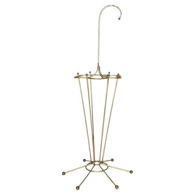 Metal Mid-Century Modern Umbrella Stand in Metal with Gold Color Finish, 1950s For Sale - Image 7 of 7