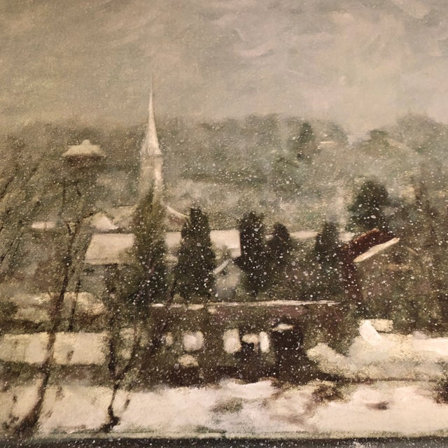 1980s Original Bucks County Winter Lithograph Antony Michael Autorino “Rivers Edge” Lambertville For Sale - Image 5 of 7