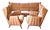 Wingback Living Room Set in Leather, 1950s, Set of 3 For Sale