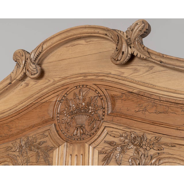19th Century Louis XV French Armoire, Hand-Carved Pine, Circa 1880 For Sale - Image 10 of 15