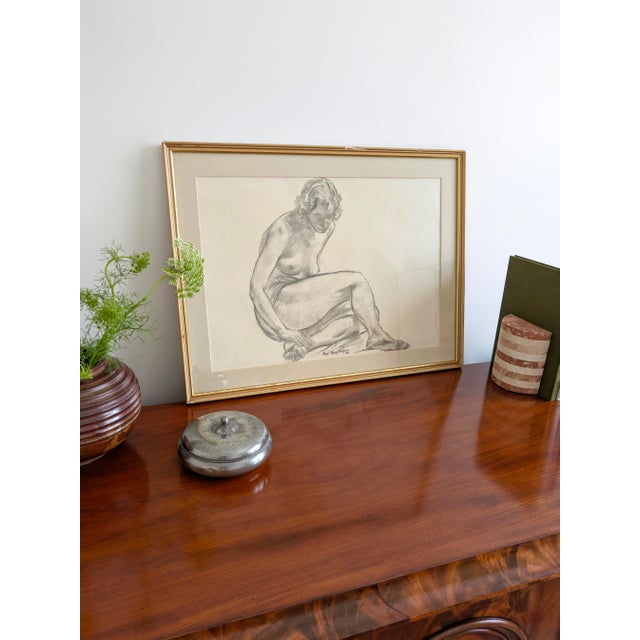 Mid-Century Modern Alexander Macpherson, Female Nude Study, 1949, Charcoal on Paper For Sale - Image 3 of 13