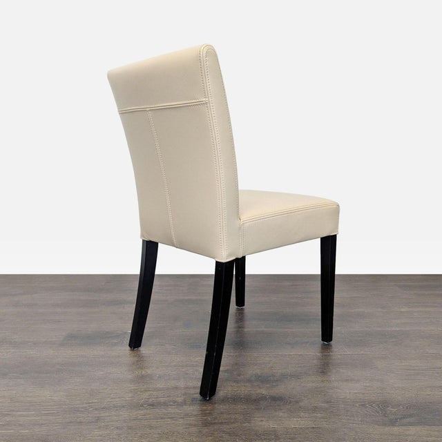 2010s Set of Six Crate & Barrel Lowe Ivory Leather Dining Chairs For Sale - Image 5 of 13