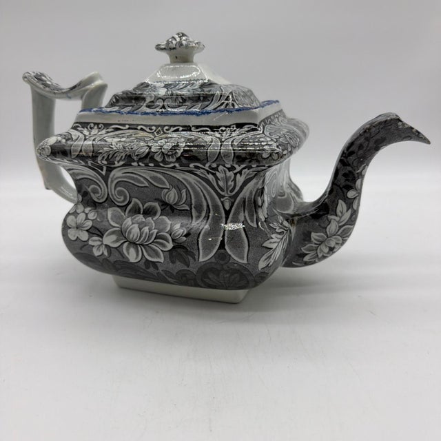 Antique Salopian-Type Black Transferware Teapot, Staffordshire, Circa 1820s For Sale - Image 13 of 18