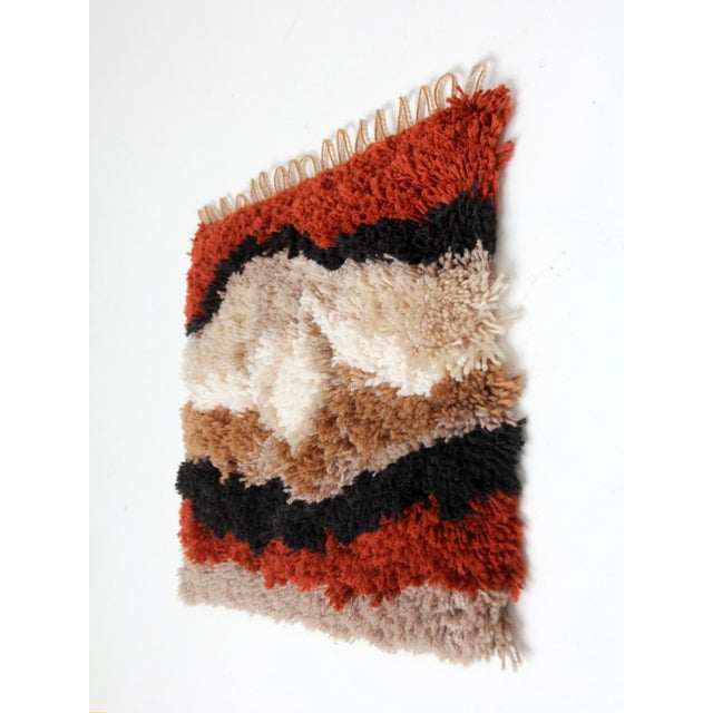 1970s Vintage Abstract Latch Hook Fiber Art Wall Hanging For Sale - Image 5 of 12