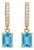 Blue Topaz Huggie Hoop Earrings | Blue Gemstone Dangle Hoops | Dainty Everyday Earrings for Woman - A Pair For Sale