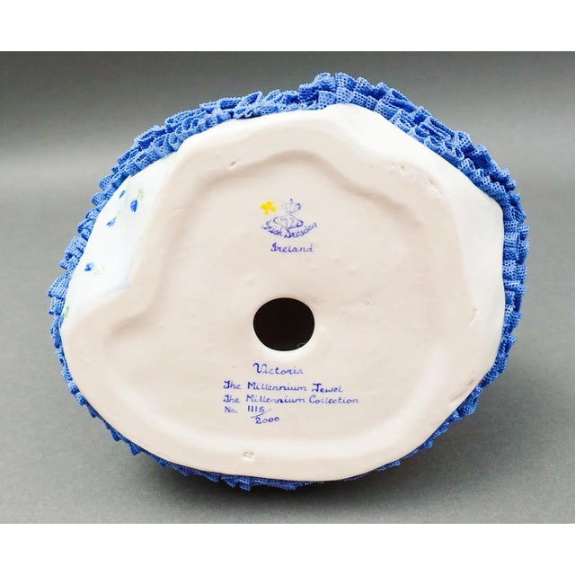 Blue Mid 20th Century Muller Volkstedt Irish Dresden Victoria Millenium Jewel Limited Edition Figurine For Sale - Image 8 of 9