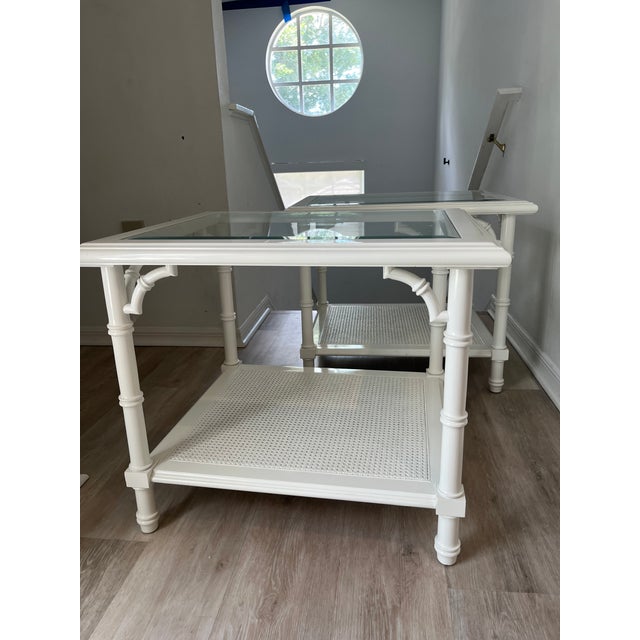 1970s Pair Lacquered Lane Alta Vista Faux Bamboo Side Tables For Sale - Image 9 of 12
