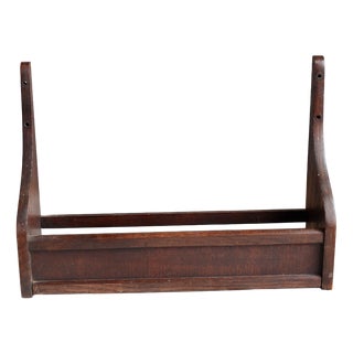 Vintage Dark Wood Wall Shelf, 1970s For Sale