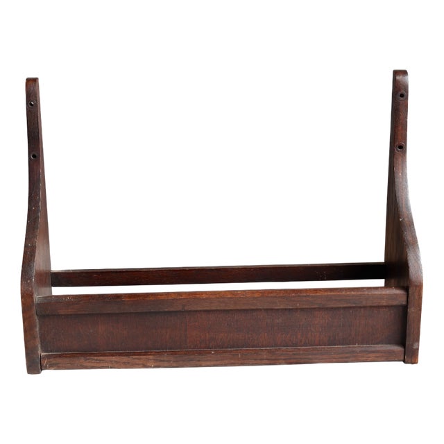 Vintage Dark Wood Wall Shelf, 1970s For Sale