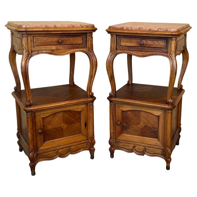 French Bedside Tables with Cabriole Legs, 1950s, Set of 2 For Sale - Image 15 of 18