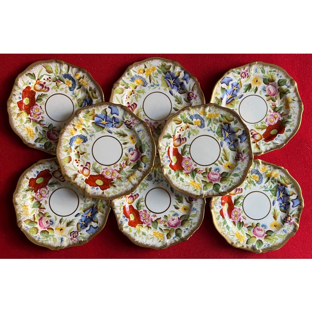English English Fine Bone China Floral Small 6" Porcelain Plates by Hammersley - Set of 8 For Sale - Image 3 of 10