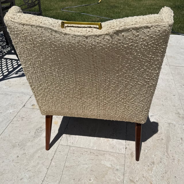 Gorgeous Harvey Probber Attributed Mid-Century Modern Lounge / Slipper Chair with a Brass Pull Handle, sculptural lines,...