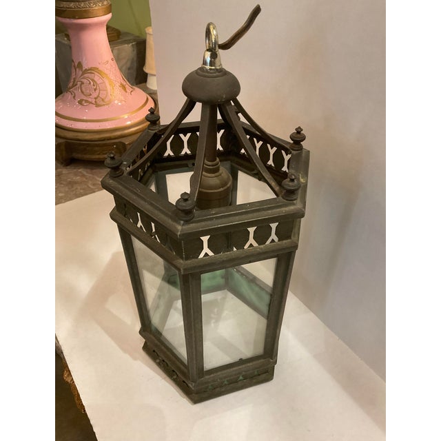 Gothic Antique Brass Gothic Revival Style Lantern For Sale - Image 3 of 8