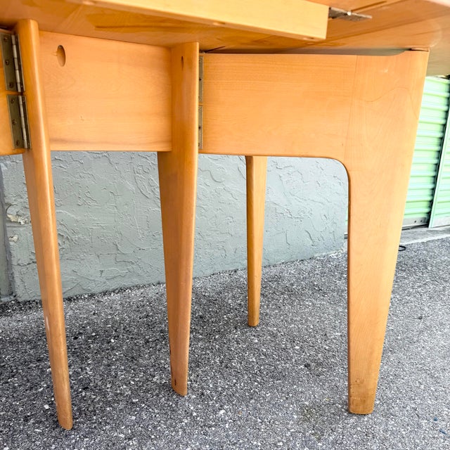 Mid Century Modern M166 Drop Leaf Dining Table by Haywood Wakefield For Sale - Image 10 of 12