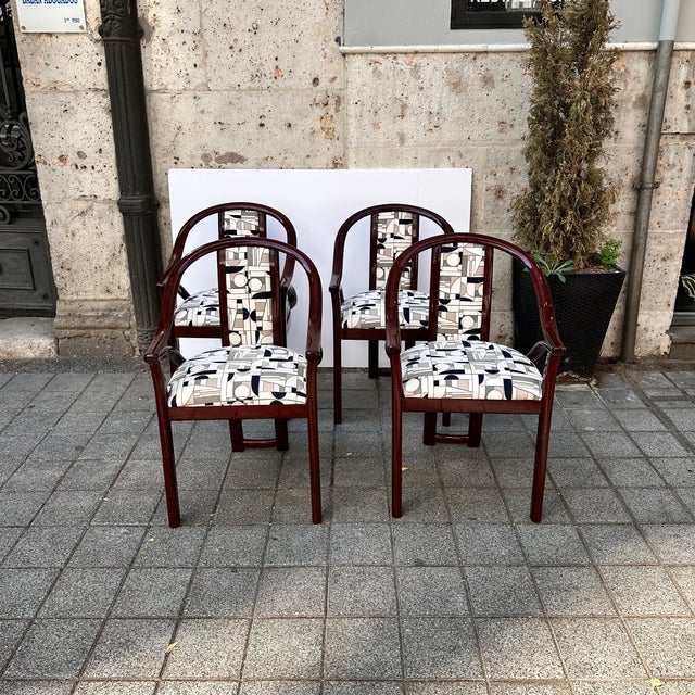 Art Deco Chairs in Upholstered in Euphoria Cubista from Misia Paris, France, 1970s, Set of 4 For Sale - Image 6 of 18