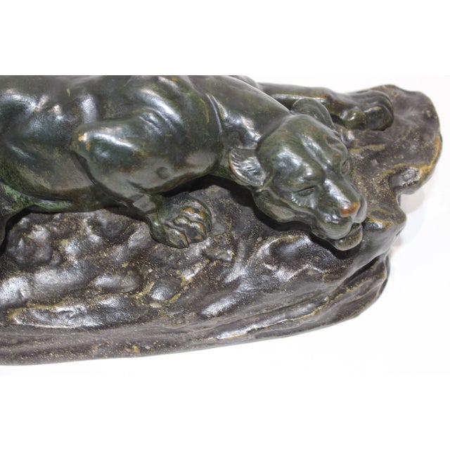Late 19th Century Crouching Panther Bronze Sculpture by Bayre For Sale - Image 5 of 13