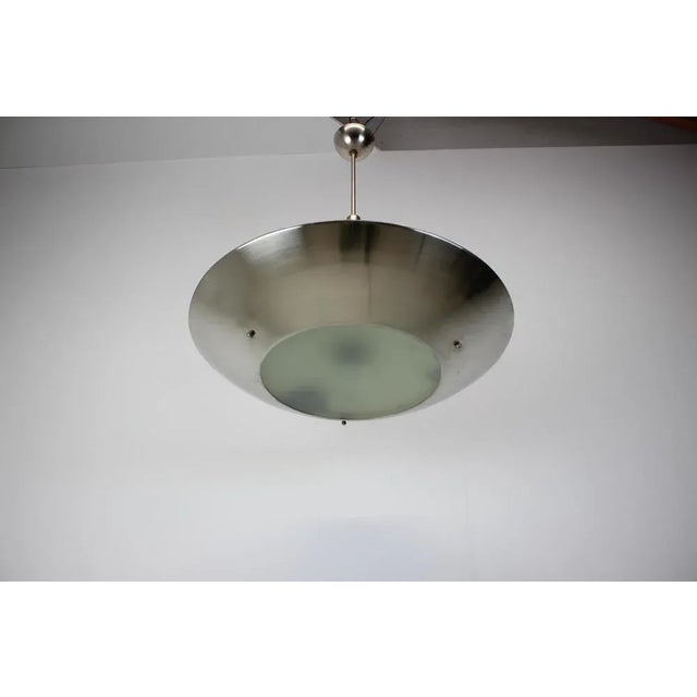 Art deco chrome pendant light by famous designer franta anýž. Produced in former czechoslovakia in the 1930's. Bulbs: 4x...