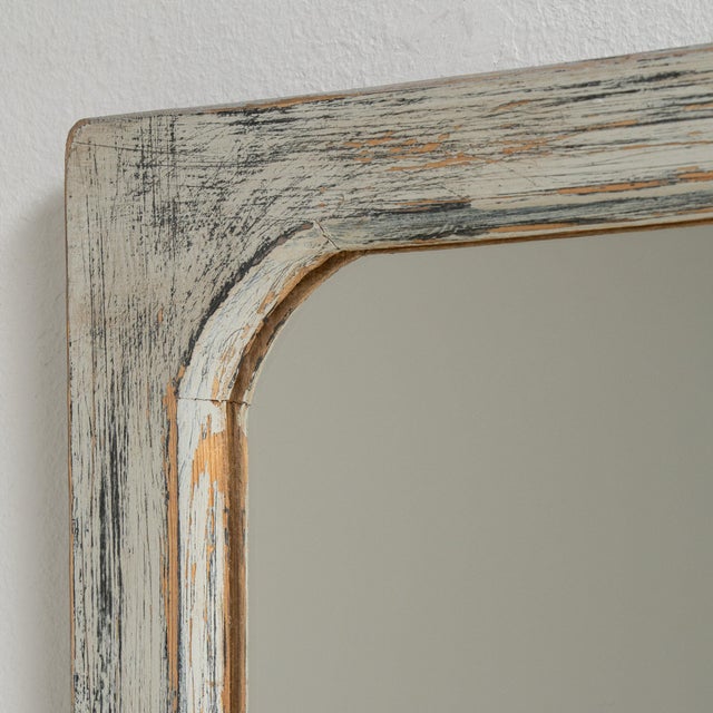 French 19th Century France Antique White Wood Mirror For Sale - Image 3 of 7