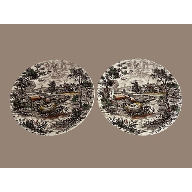 Yorkshire ironstone plates. A set of 2. Made in Staffordshire England.