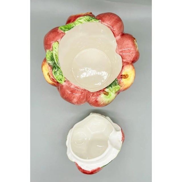 Late 20th Century Vintage Apple Basket Ceramic Cookie Jar – Whimsical Kitchen Counter Storage For Sale - Image 5 of 12