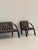 Armchairs: width 65 cm, depth 74 cm, height 76 cm. Sofa: width 125 cm, depth 74 cm, height 76 cm.