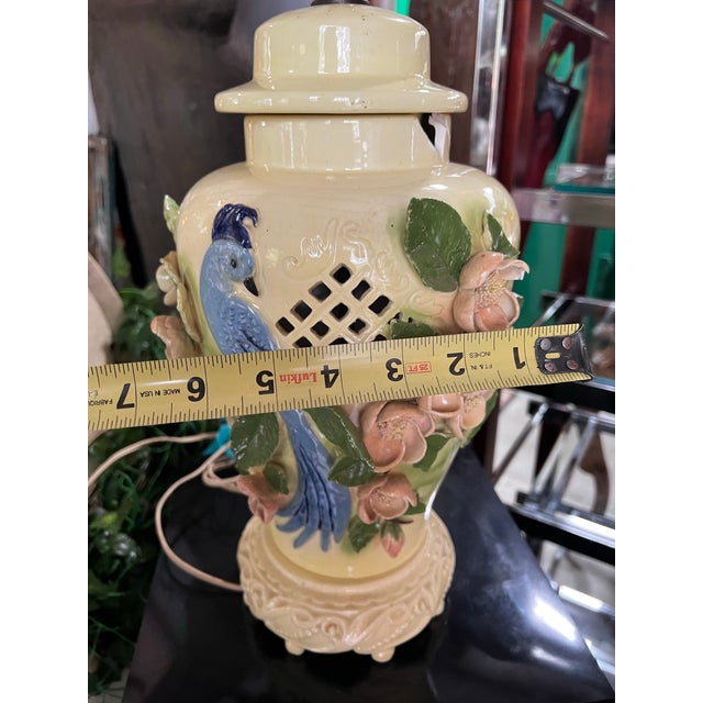 Up for consideration is a beautiful vintage ceramic detailed table lamp with bird accents. This would look lovely in your...