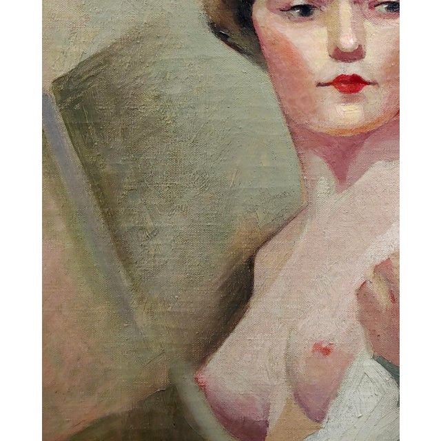 Reva Jackman Student of André Lhote 1927 Cubist Portrait of a Nude Female-Oil Painting For Sale In Los Angeles - Image 6 of 12