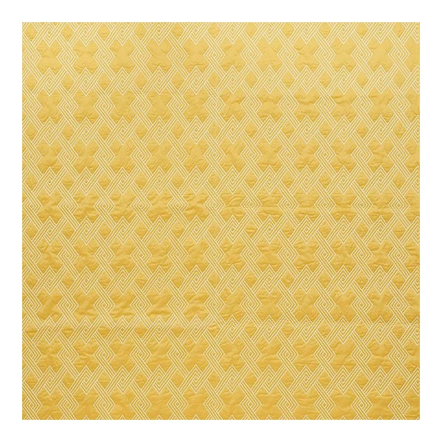 Schumacher Hix Fabric in Yellow For Sale
