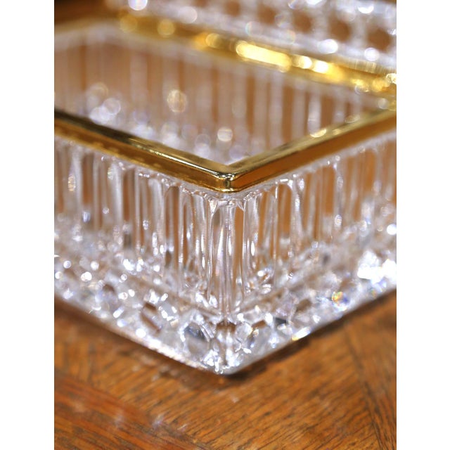 Brass Early 20th Century French Baccarat-Style Cut Glass and Brass Jewelry Box For Sale - Image 8 of 10