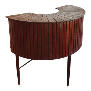 Mid 20th Century Vintage Demi Lune Plank Dry Bar For Sale